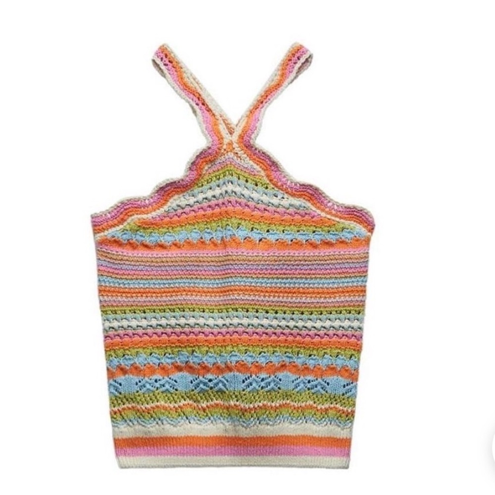 Multicolor Crochet Halter Tank Top